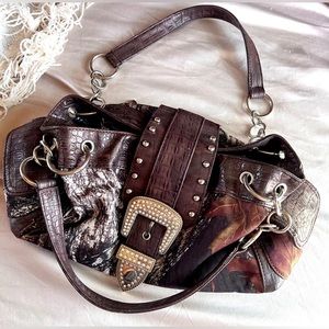 Camo Buckle Rhinestone Purse